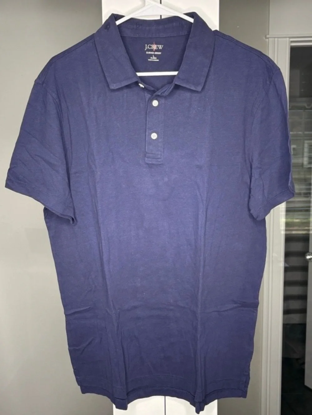 NWT J. Crew Sueded Cotton Polo Shirt Navy Blue